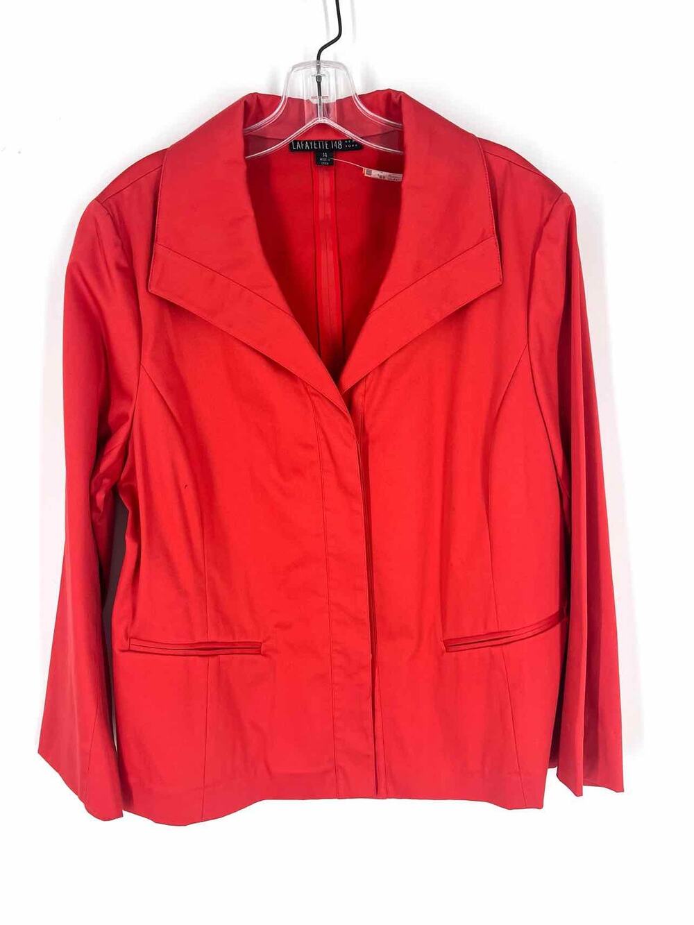 Lafayette 148 Size 14 Orange Solid Cotton Blend Designer Blazer